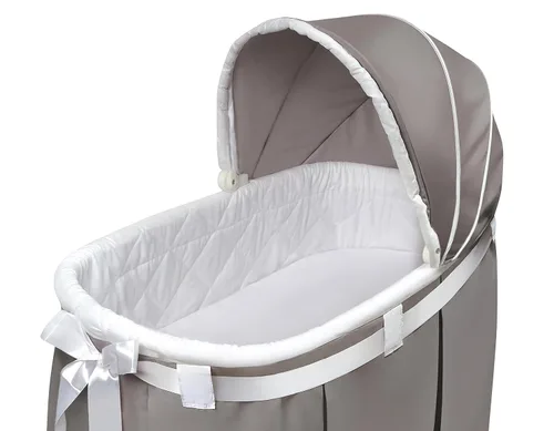 Vista 4 de Moisés oval Badger Basket Wishes, con falda completa, gris