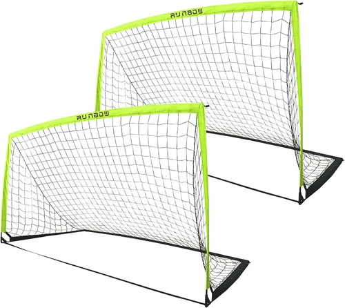 Vista 11 de Portería de fútbol infantil de 9 x 5 pies con bolsa de transporte, red de fútbol plegable portátil para entrenamiento en el patio trasero, uso