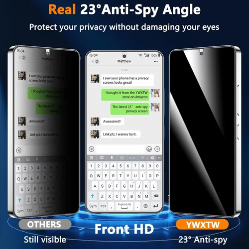 Vista 3 de YWXTW EZ Unlock - Protector de pantalla de privacidad para Samsung Galaxy S25 Plus, soporte de huellas dactilares ultrasónico 0.01S, no de vidrio