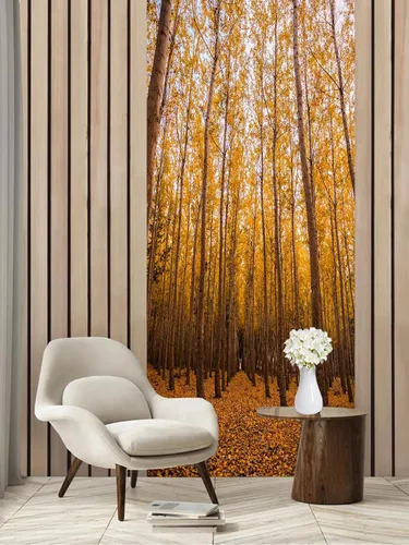 Vista 6 de artfanke Murales 3D de bosque caducifolio amarillo para puerta, 30.3 x 78.7 pulgadas, calcomanías autoadhesivas para puerta, póster de bricolaje