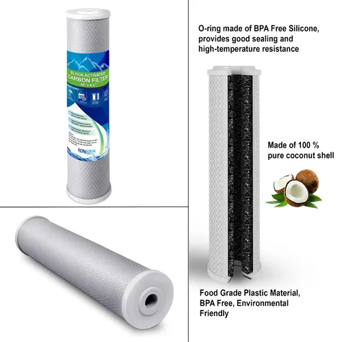 Vista 9 de Sistema purificador de filtro de agua azul de alta capacidad de 20 x 4.5 pulgadas para toda la casa con botón de alivio de presión, puerto de latón