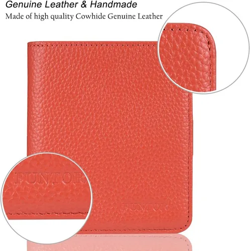 Vista 5 de Funtor Cartera de cuero para mujer, pequeña y compacta, con bolsillo doble, bloqueo RFID, para mujer
