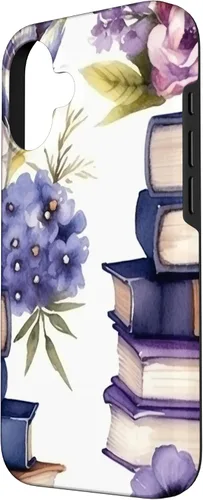 Vista 2 de Book Lover Purple Flower Case for iPhone 16