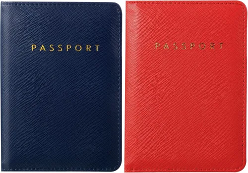 Vista 12 de 2 piezas de funda de pasaporte para viaje, impermeable, de cuero, cartera, libro de viaje, artículos esenciales para crucero para mujeres y hombres