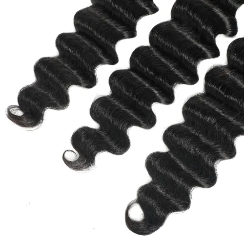 Vista 6 de 10.93 oz 28 30 32 pulgadas paquetes de cabello humano suelto onda profunda #1b Negro LD