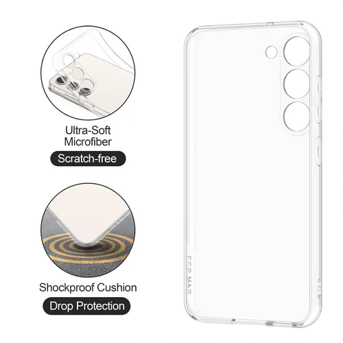 Vista 2 de Vanjua Funda transparente para Samsung Galaxy S22 5G, paquete de 2 fundas protectoras de silicona suave delgada de cuerpo completo compatible