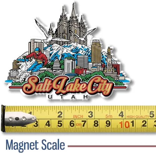 Vista 2 de Imán de Salt Lake City, Utah City por Classic Magnets, recuerdos coleccionables de goma 3D estilo vintage y regalos fabricados en los Estados