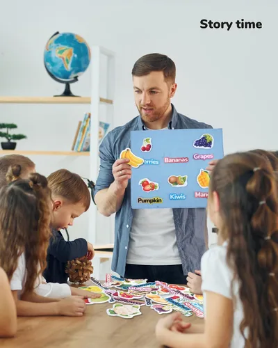 Vista 7 de CHEFAN Tablero de fieltro plegable para niños pequeños 22 x 13, tablero de franela independiente para niños, exhibición de narración para aulas