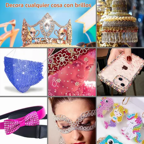 Vista 6 de Catcan Herramienta Aplicadora de Hotfix, Kit Aplicador de Rhinestones Hotfix Bedazzler con 2 Cajas de Rhinestones de Cristal AB Herramienta Naranja