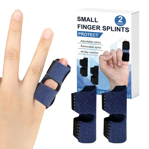 Vista 8 de GenetGo Férula pequeña para dedos – Paquete de 2 soportes para dedos rotos, inmovilización de nudillos para dolor de artritis, lesiones deportivas