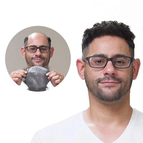 Vista 10 de Lordhair Toupee para hombres con cabello humano 100% europeo 8x10 pulgadas para hombres 0.001 in sistema de cabello de piel ultra fina para todos