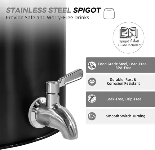 Vista 3 de Cántaro de Agua de Acero Inoxidable de 2.5 Galones, Dispensador de Agua de Encimera para Botella de 3-5 Galones, Dispensador de Bebidas con Botella