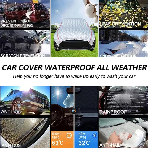 Vista 4 de Protector de granizo para automóvil, compatible con Tesla Modelo 3, cubierta impermeable para todo tipo de clima, cubierta exterior de protección