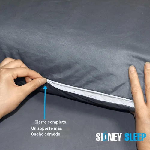 Vista 2 de Sidney Sleep Fundas de Almohada Curvas - Cierre de Cremallera de Longitud Completa - Microfibra Cepillada Suave Premium - Resistente a la Gris