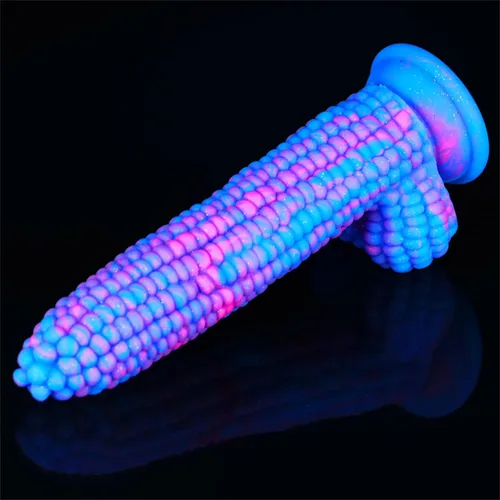 Vista 8 de Monster Consolador Colorido Grano Grande Maíz Adulto Sexo Juguete con Fuerte Ventosa 8 Pulgadas Flexible Suave Consoladores Vegetales - Azul