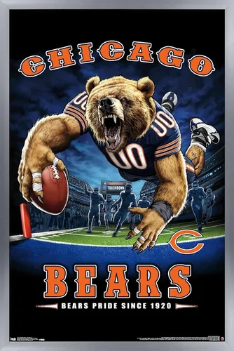 Vista 11 de Trends International NFL Chicago Bears - Póster de pared de End Zone 17, 14.725 x 22.375 pulgadas, versión enmarcada de madera de granero