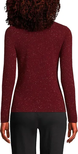 Vista 2 de Lands' End Cárdigan de cachemira para mujer, color burdeos, Donegal, regular, talla M, Borgoña