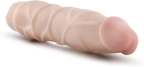 Vista 4 de Blush Dr. Skin Cock Vibe #1: Consolador vibrador largo de 9 pulgadas ~ Vibrador silencioso de múltiples velocidades de 2 pulgadas de ancho ~ Beige