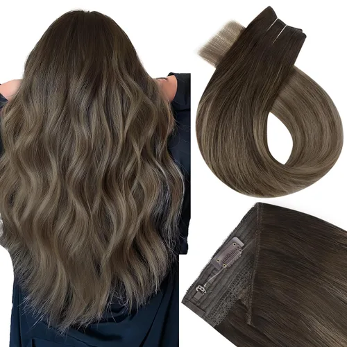 Vista 51 de Easyouth - Extensiones de cabello con alambre rubio, extensiones de cabello humano real, reflejos rubios ceniza, extensión de cabello rubio con hilo