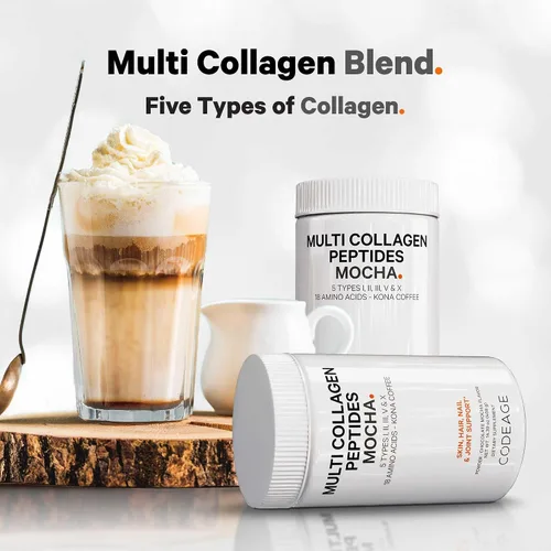 Vista 3 de Codeage Proteína en polvo de péptidos de colágeno múltiple, café instantáneo de chocolate moca - Bebida y batido gourmet de café Knoa - Colágeno