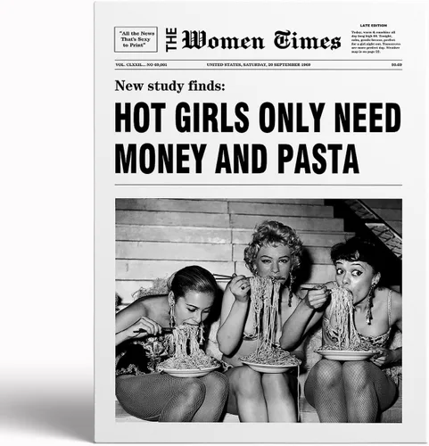 Vista 22 de Arte de pared de periódico de moda para niña, blanco y negro, decoración de pared de periódico estético retro, arte de pared feminista, póster