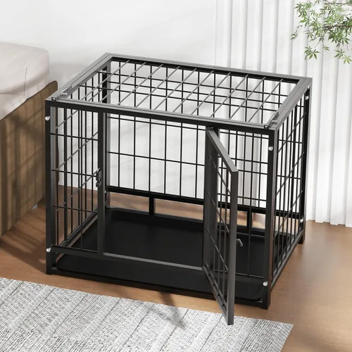 Vista 2 de Black 27 Inch Heavy Duty Large Dog Crate,Indestructible Dog Kennel Indoor