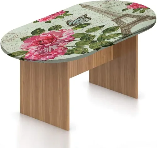 Vista 13 de XISUNYA Mantel ajustable ovalado, decoración de París, funda de poliéster elástico, diseño de horizonte de la ciudad de París con estampado Eiffel