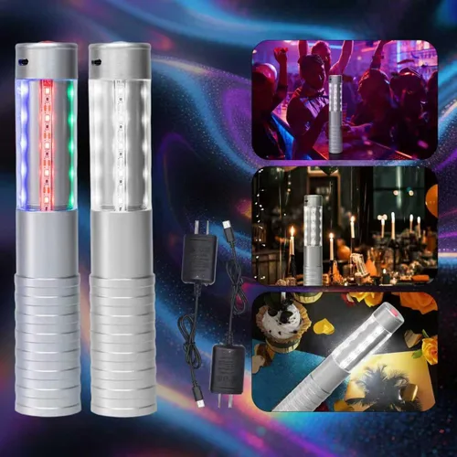Vista 4 de Luces LED estroboscópicas para botella de servicio para niña, baton, reutilizable, recargable, servicio LED, champán, 2 piezas para bar, club