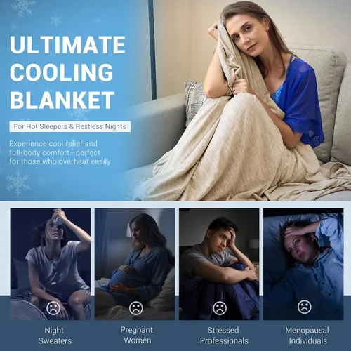 Vista 6 de Elegear Manta Refrescante Revolucionaria que Absorbe el Calor para Mantener el Cuerpo Fresco para Sudores Nocturnos, Arc-Chill 3.0 Fibra Fresca