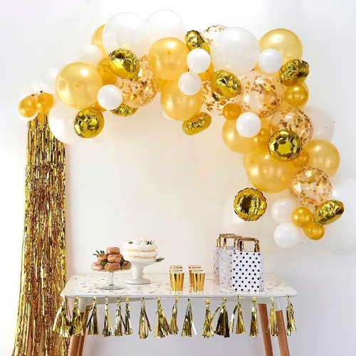 Vista 2 de Ginger Ray Kit de arco de globos dorados para decoración de fiesta, paquete surtido de 70