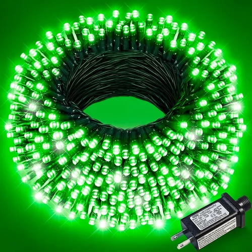 Vista 48 de Juego de 2, luces de Navidad, 200 pies, 600 LED, exterior/interior, guirnalda luces, 8 modos, impermeables, cable verde, parpadeantes, árbol, patio