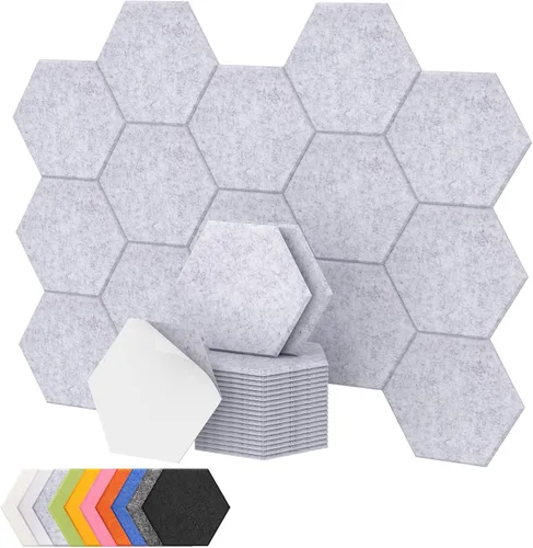 Vista 58 de Paquete de 12 paneles acústicos hexagonales de alta densidad, paneles de pared insonorizados TONOR de 12"x 10"x 0.4", paneles de absorción de sonido