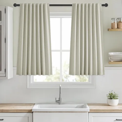Vista 53 de Cortinas opacas de 54 pulgadas de largo para dormitorio, sala de estar, cortinas beige con aislamiento térmico, oscurecimiento de la habitación