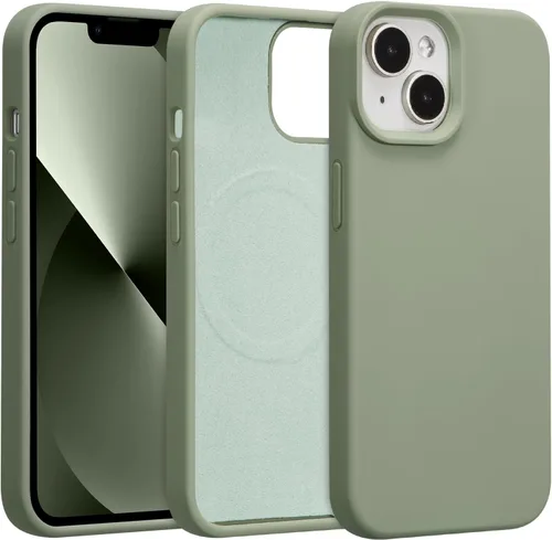 Vista 435 de Funda magnética de silicona para iPhone 13 Pro, color blanco antiguo [Compatible con Magsafe] [Forro de microfibra suave antiarañazos], funda