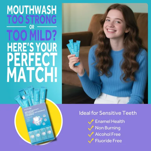 Vista 3 de MySmile - Enjuague bucal para dientes sensibles, lavado bucal nano hidroxiapatita, tamaño de viaje, sin flúor ni alcohol, remineralizante para mayor