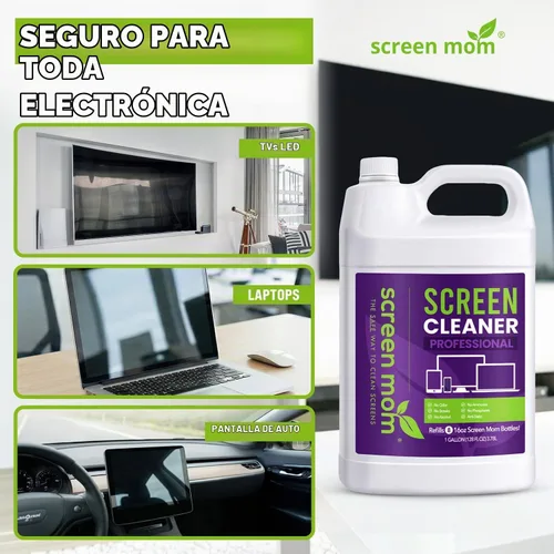 Vista 3 de Screen Mom Estación de recarga de limpiador de pantalla con grifo dispensador, 1 galón
