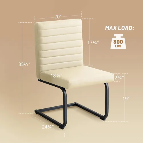Vista 3 de Furniliving - Juego de 2 sillas de comedor modernas tapizadas de tela técnica con patas de acero, respaldo alto, sillas sin brazos para comedor