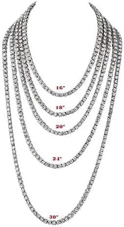 Vista 7 de Charles Raymond Iced Out Hip Hop - Gargantilla de cadena de eslabones cubanos de Miami con circonita cúbica en tono dorado o plateado, Zinc