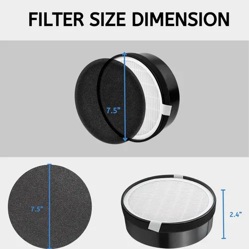 Vista 2 de Nispira Reemplazo del filtro de aire 3 en 1 compatible con el purificador de aire Vornado CYLO50, CYLO51 y QUBE50, en comparación con la parte