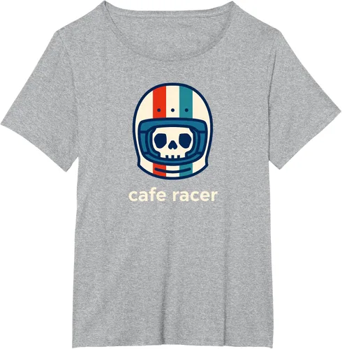 Vista 53 de Cafe Racer Moda Simple Casco Diseño Motocicleta Camiseta Negro