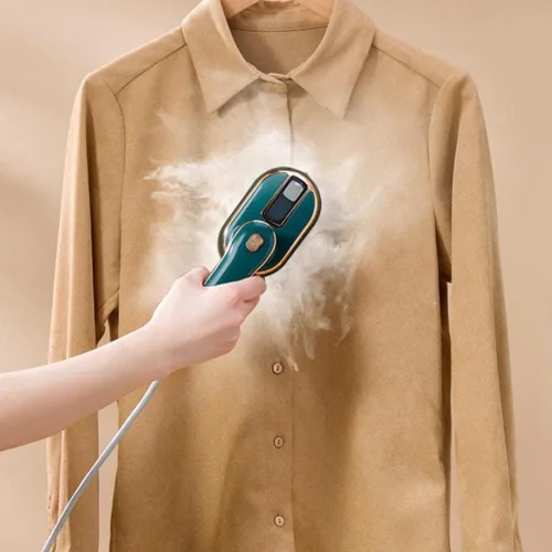 Vista 5 de Plancha de vapor portátil para colgar y planchar, plancha eléctrica de mano, mini vaporizador de ropa de vapor plegado para viajes en el hogar