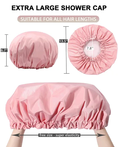 Vista 14 de YIZIJIZI Gorro de ducha, gorras de ducha para mujeres reutilizables impermeables, gorras de ducha grandes de dos capas reutilizables adecuadas