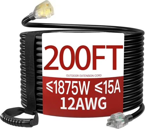 Vista 47 de Cable de extensión corto de 16/3 de 1 pie, cable de extensión negro flexible y duradero, cable de alimentación de 3 clavijas para interiores