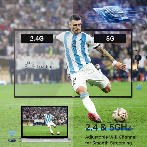 Vista 4 de AIMIBO Transmisor inalámbrico USB C y receptor HDMI 4K, 2.4/5G Extensor inalámbrico HDMI 165FT/50M, video y audio emitido desde portátil, MacBook