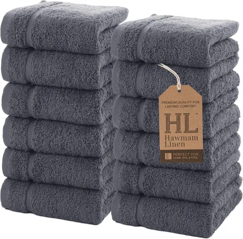 Vista 90 de Juego de 6 toallas de baño negras para baño, algodón turco original, suave, absorbente y de primera calidad, 2 toallas de baño, 2 manos y 2 toallas