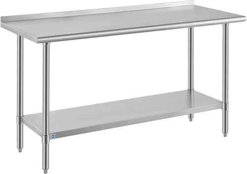 Vista 49 de ROCKPOINT Mesa de acero inoxidable para preparación y trabajo, 14x24 pulgadas; mesa de cocina comercial de metal NSF resistente con estante inferior
