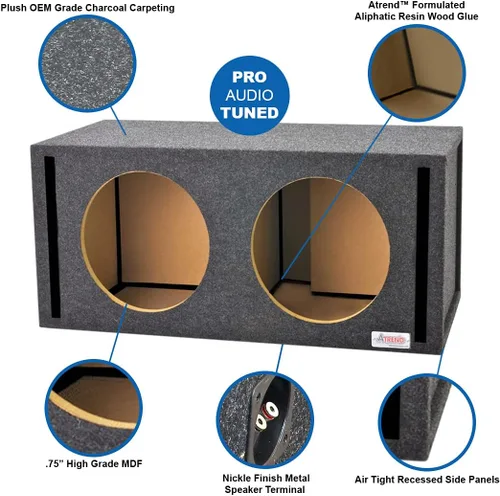 Vista 3 de Atrend 12JL01DV 12" JL Audio Dual Vented Subwoofer/Altavoz Caja Compatible con Subwoofers Serie WO y W1. Fabricado en Estados Unidos
