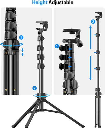 Vista 8 de OMOTON TS01 - Trípode magnético para teléfono de 65 pulgadas para iPhone y cámara, soporte para teléfono celular con control remoto, altura estable