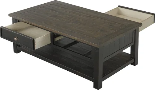 Vista 7 de Martin Svensson Home Monterey - Mesa de centro rústica de madera maciza Negro con tapa marrón