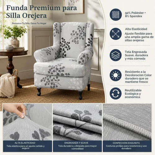 Vista 4 de NILUOH Wingback - Fundas para silla de 2 piezas, fundas para sillón para sala de estar 11